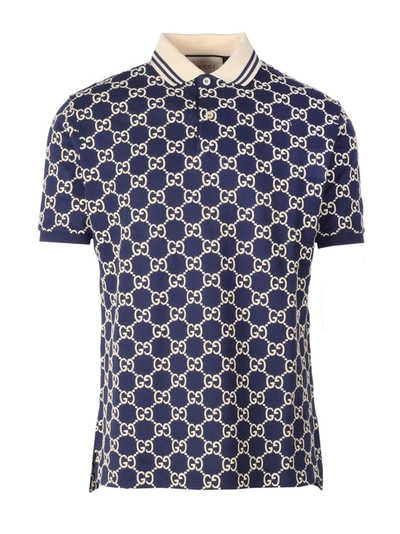 Shop Gucci Gg Supreme Polo Shirt In Blue