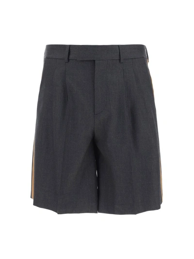 Shop Valentino Side Stripe Bermuda Shorts In Grey