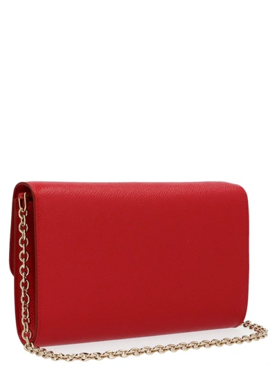 Shop Dolce & Gabbana Crystal Embellished Chain Clutch In Red