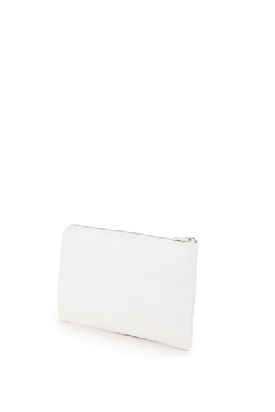 Shop Mm6 Maison Margiela Logo Zipped Clutch Bag In White