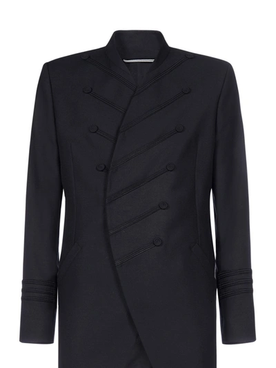 Shop Dior Homme Long Officer Jacket In Black