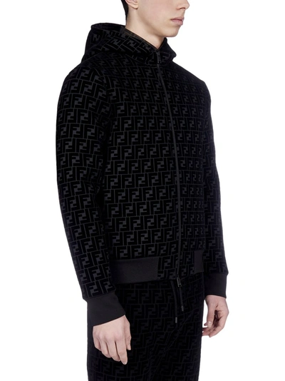 Shop Fendi Ff Motif Hooded Jacket In Black