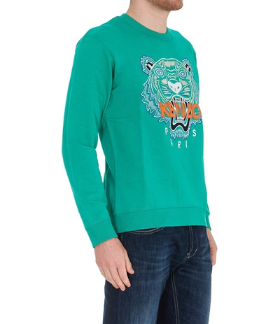 Shop Kenzo Embroidered Tiger Sweatshirt In Green