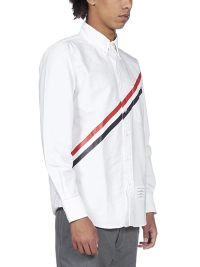 Shop Thom Browne Rwb Stripe Detailed Shirt In White