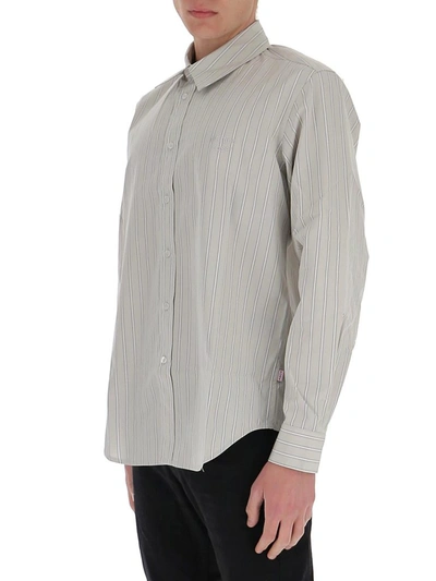 Shop Martine Rose Striped Classic Collar Shirt In Grey