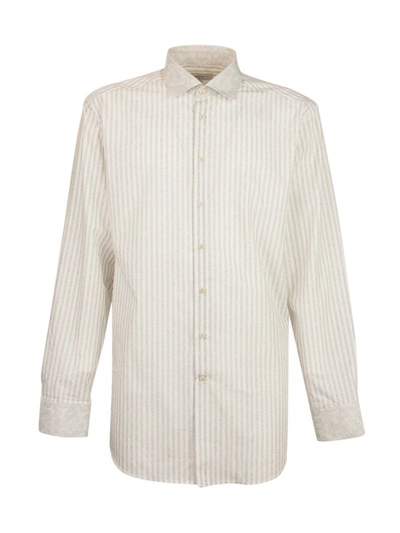 Shop Etro Stripe Print Shirt In White