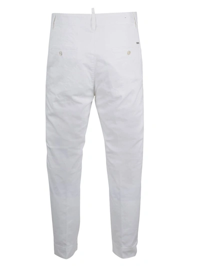 Shop Dsquared2 Distressed Straight Leg Trousers In White