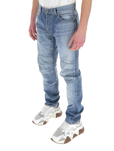 Shop Balmain Panelled Jeans In Blue