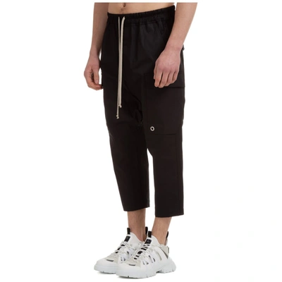 Shop Rick Owens Drop Crotch Cropped Cargo Pants In Black