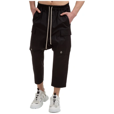 Shop Rick Owens Drop Crotch Cropped Cargo Pants In Black