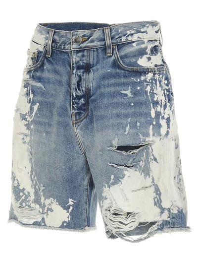 Shop Amiri Paint Splatter Denim Shorts In Multi