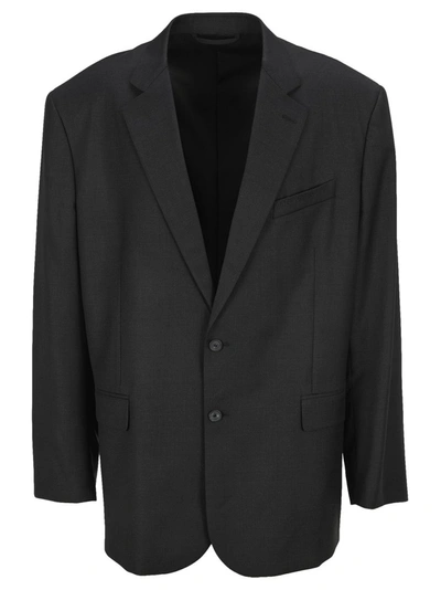 Shop Balenciaga Single Breasted Blazer In Grey