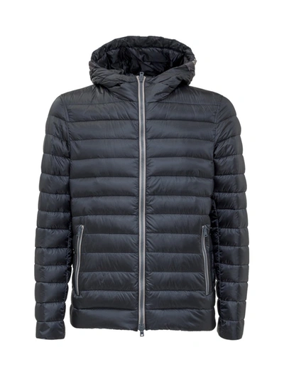 Shop Herno Padded Contrast Zip Jacket In Navy