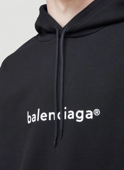 Shop Balenciaga Copyright Logo Print Hoodie In Black