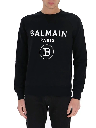 Shop Balmain Logo Crewneck Sweatshirt In Black