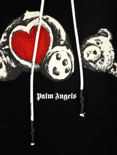 Shop Palm Angels Bear In Love Hoodie In Black
