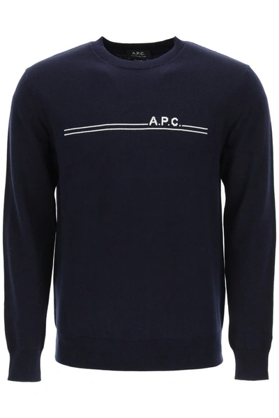 Shop Apc A.p.c. Eponymous Sweater In Navy