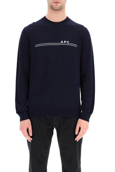 Shop A.p.c. Eponymous Sweater In Navy