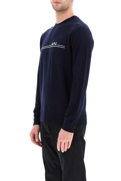 Shop Apc A.p.c. Eponymous Sweater In Navy