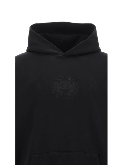 Shop Balenciaga Bb Logo Hoodie In Black