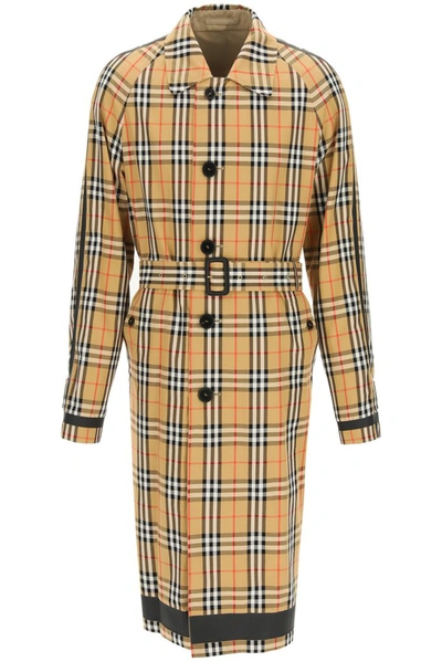 Shop Burberry Checked Reversible Trench Coat In Beige