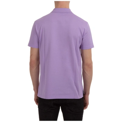 Shop Versace Medusa Embroidered Polo Shirt In Purple