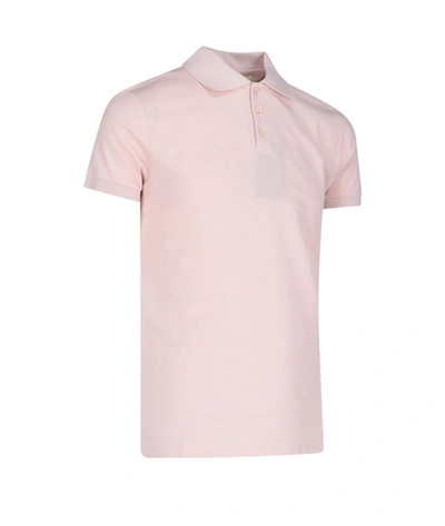 Shop Saint Laurent Monogram Logo Polo Shirt In Pink