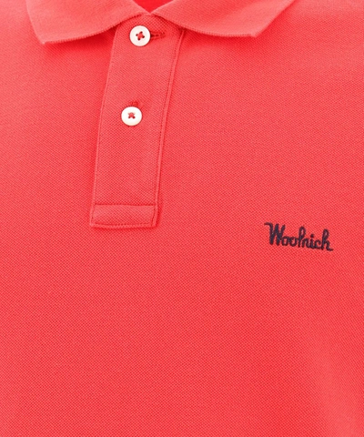 Shop Woolrich Logo Embroidered Polo Shirt In Red