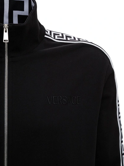 Shop Versace Motif Print Zip In Black