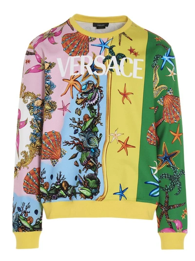 Shop Versace Logo Graphic Print Sweatshirt In Multi