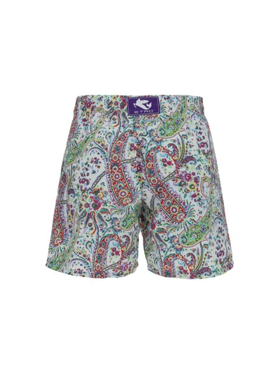 Shop Etro Paisley Print Swim Shorts In Multi-colour