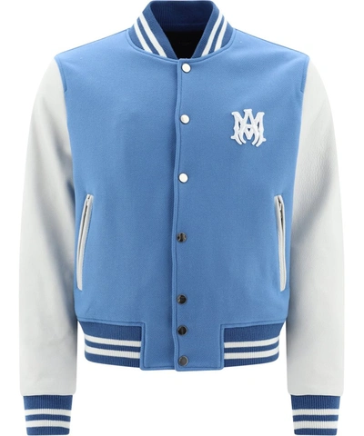 Shop Amiri Varsity Bomber Jacket In Blue