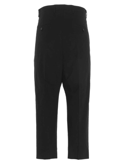 Shop Rick Owens Cropped Mid Rise Trousers In Black