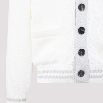 Shop Brunello Cucinelli Collared Knitted Cardigan In White