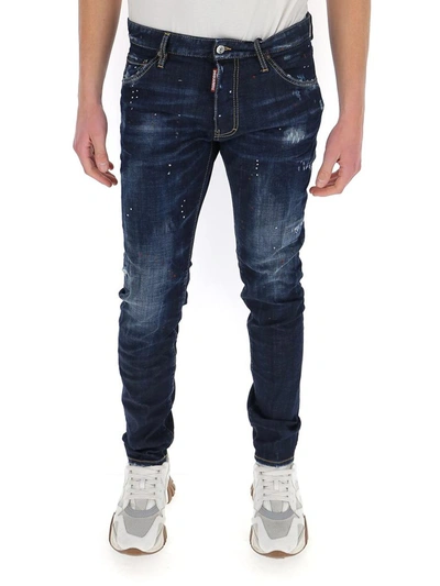 Shop Dsquared2 X Ibrahimović Icon Distressed Jeans In Blue