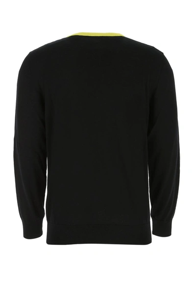 Shop Balmain Logo Intarsia Knit Sweater In Black