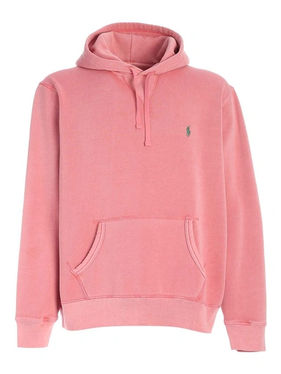 Shop Polo Ralph Lauren Logo Embroidered Hoodie In Pink