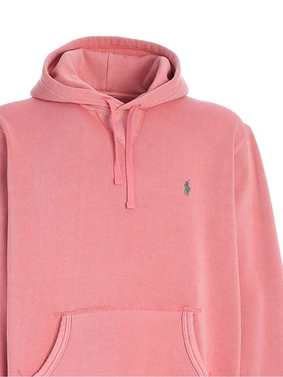 Shop Polo Ralph Lauren Logo Embroidered Hoodie In Pink