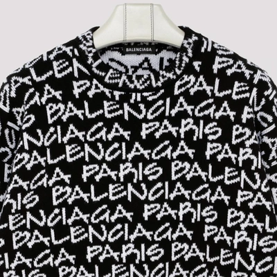 Shop Balenciaga All Over Logo Crewneck Sweater In Black