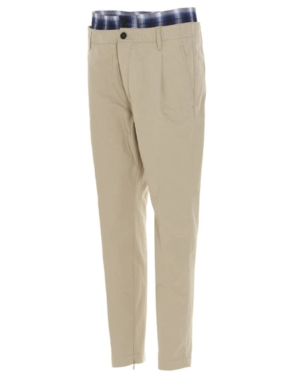 Shop Dsquared2 Layered Waist Chino Pants In Beige