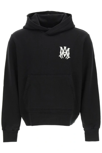 Shop Amiri Logo Embroidered Hoodie In Black