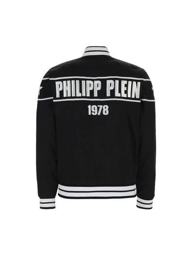 Shop Philipp Plein Logo Embroidered Track Jacket In Black