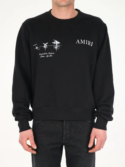 Shop Amiri Logo Hemp Crewneck Sweatshirt In Black