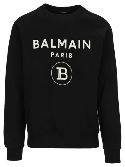 Shop Balmain Logo Printed Sweatshirt In Black