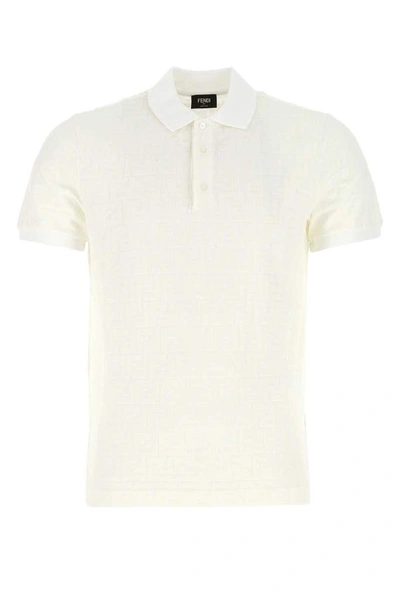 Shop Fendi Ff Velvet Polo Shirt In White