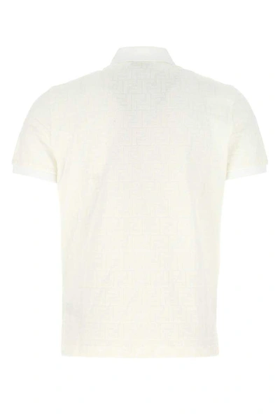 Shop Fendi Ff Velvet Polo Shirt In White