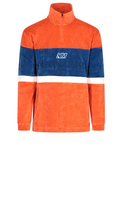 Shop Napa By Martine Rose Logo Embroidered Zipped Sweatshirt In Orange