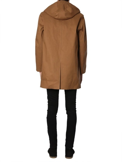 Shop Mackintosh Single Breasted Hooded Coat In Brown