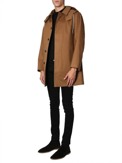 Shop Mackintosh Single Breasted Hooded Coat In Brown