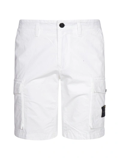 Shop Stone Island Bermuda Cargo Shorts In White